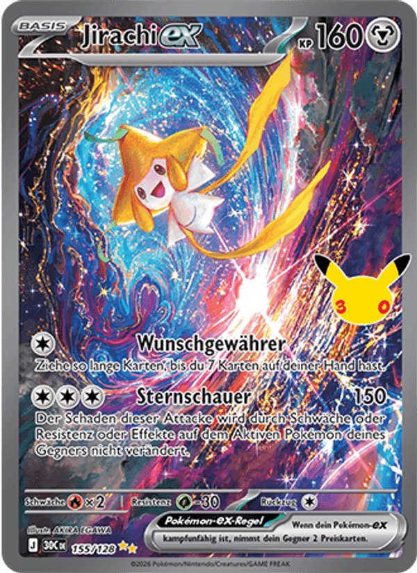 Jirachi-ex 155 — 30 Jahre (German Pokémon TCG card)