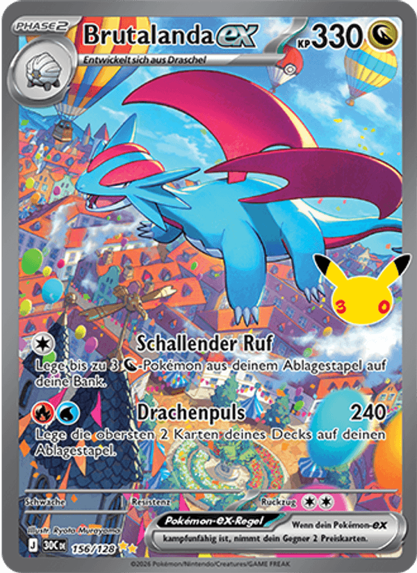 Brutalanda-ex 156 — 30 Jahre (German Pokémon TCG card)