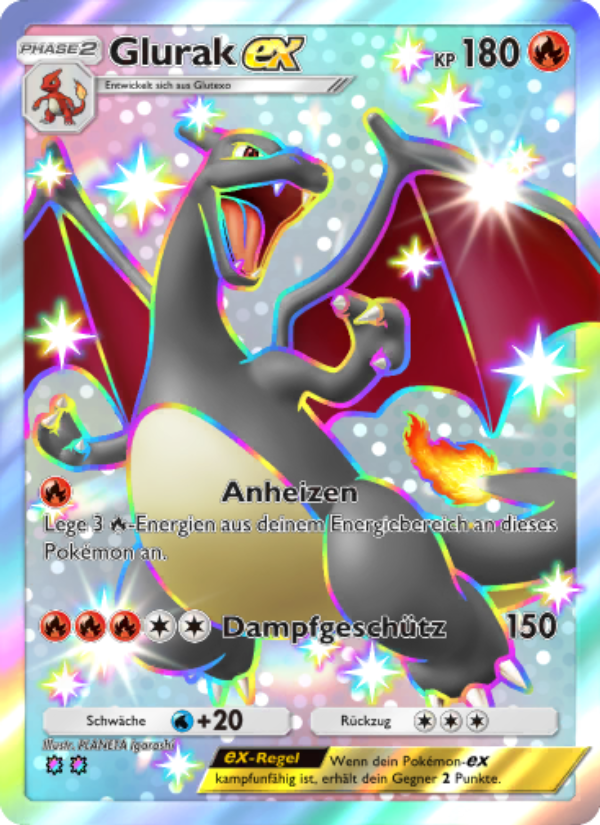 Glurak-ex 108 — Shining Revelry (German Pokémon TCG card)