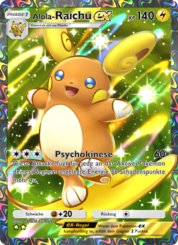 Alola-Raichu-ex 185 — Celestial Guardians (German Pokémon TCG card)