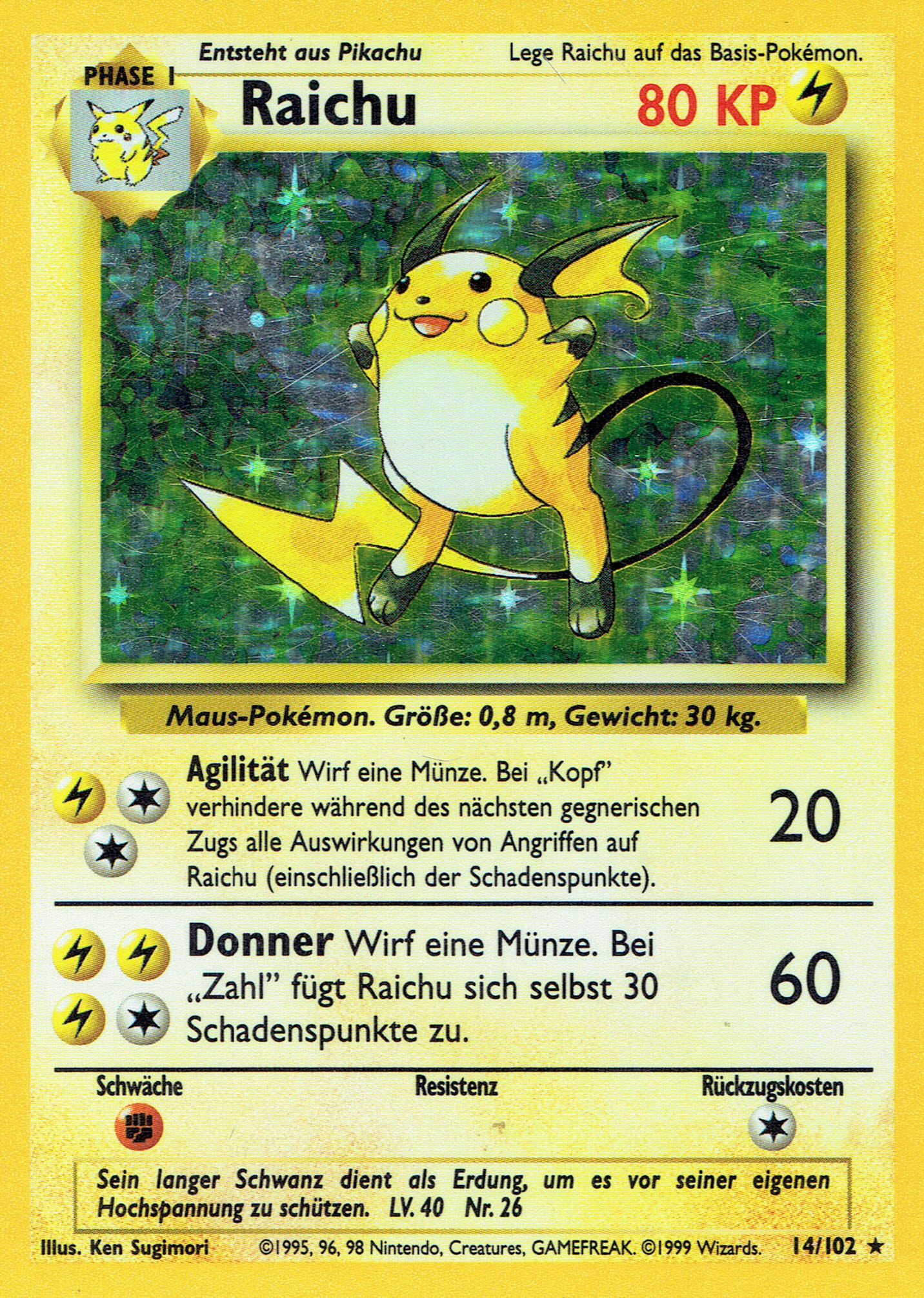 Raichu 14 — Base Set (German Pokémon TCG card)
