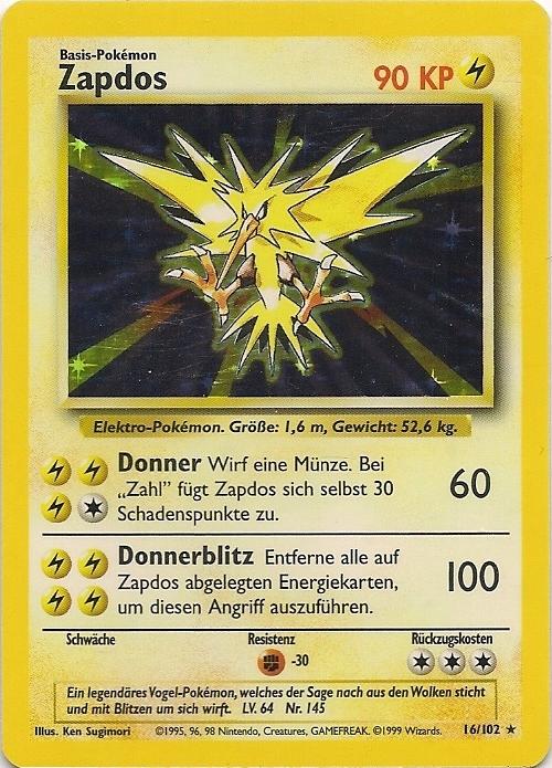 Zapdos 16 — Base Set (German Pokémon TCG card)