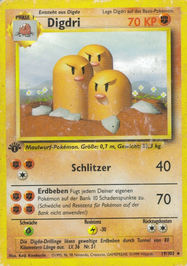 Digdri 19 — Base Set (German Pokémon TCG card)