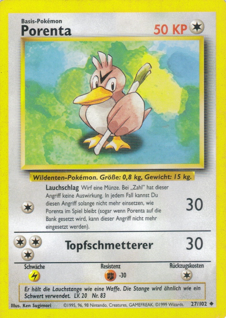 Porenta 27 — Base Set (German Pokémon TCG card)