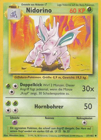 Nidorino 37 — Base Set (German Pokémon TCG card)