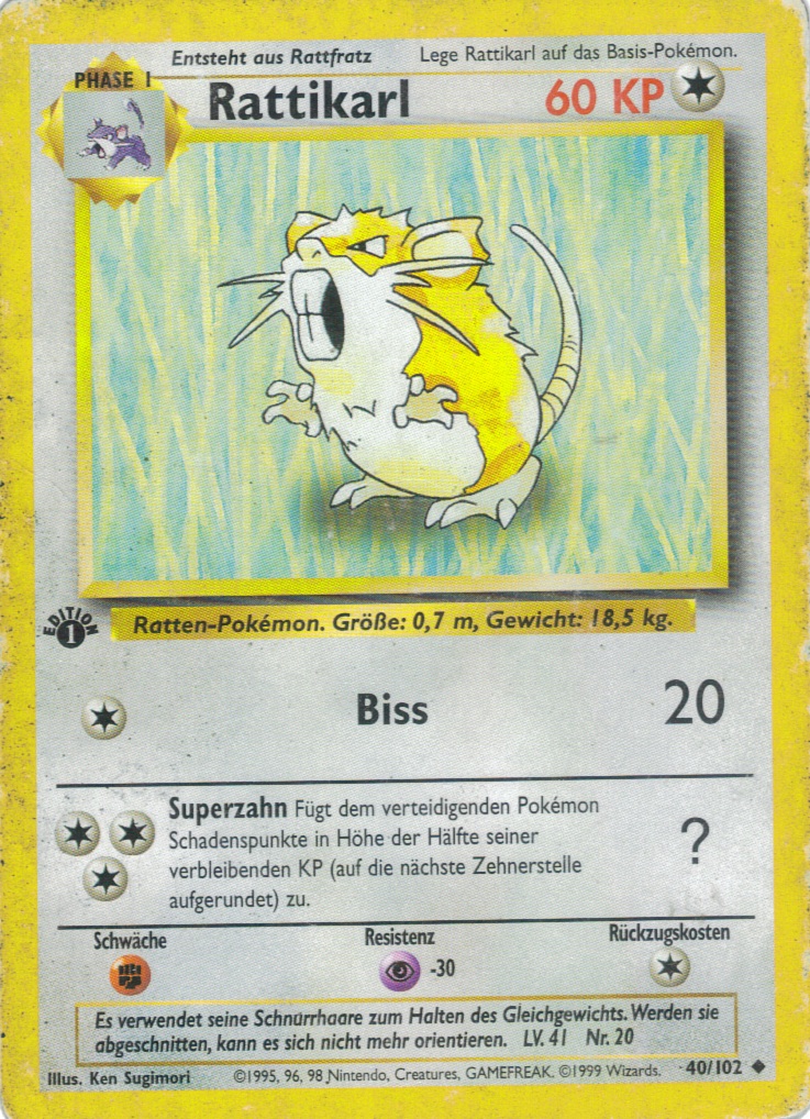 Rattikarl 40 — Base Set (German Pokémon TCG card)