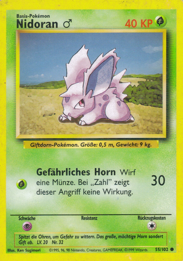 Nidoran M 55 — Base Set (German Pokémon TCG card)