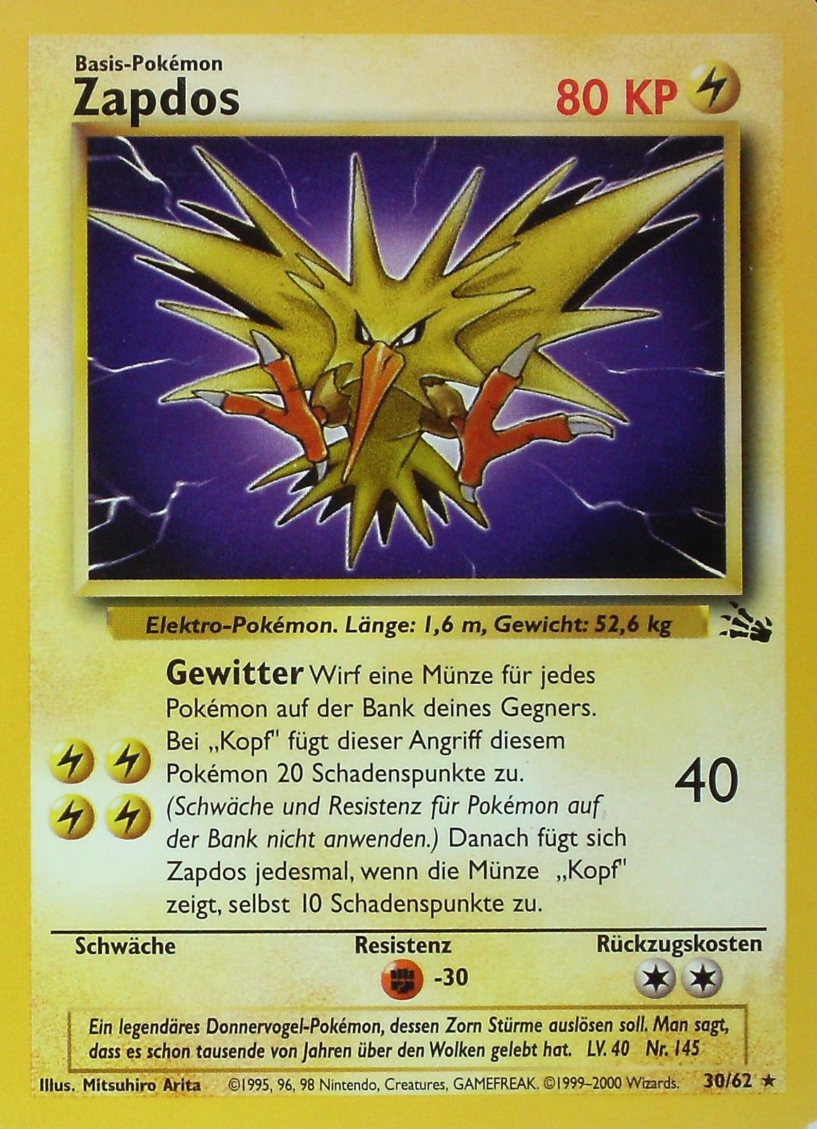Zapdos 15 — Fossil (German Pokémon TCG card)