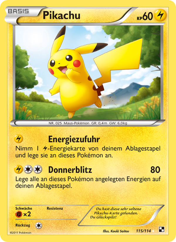 Pikachu 115 — Black & White (German Pokémon TCG card)