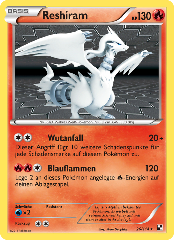Reshiram 26 — Black & White (German Pokémon TCG card)