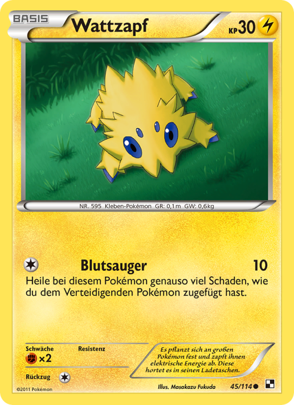 Wattzapf 45 — Black & White (German Pokémon TCG card)