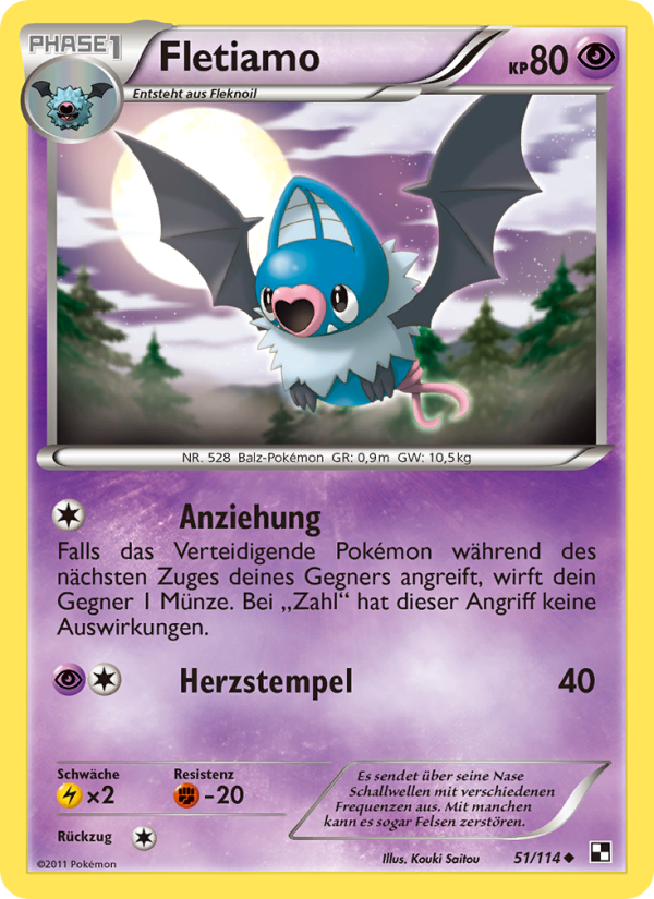 Fletiamo 51 — Black & White (German Pokémon TCG card)