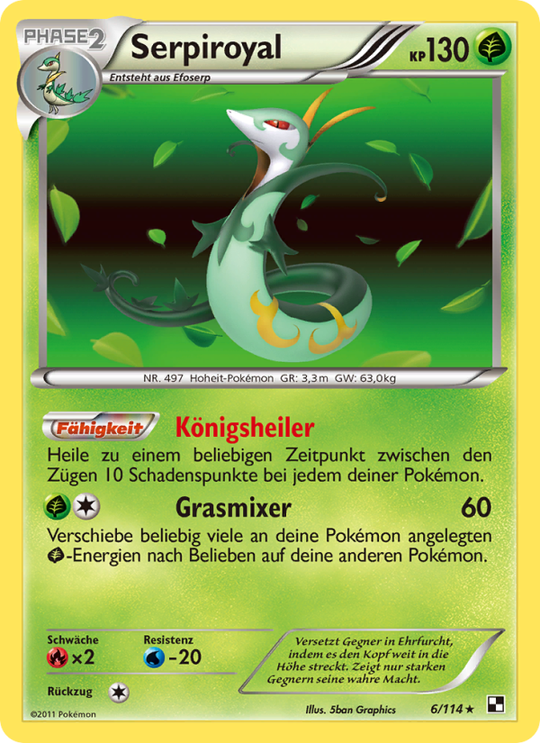 Serpiroyal 6 — Black & White (German Pokémon TCG card)