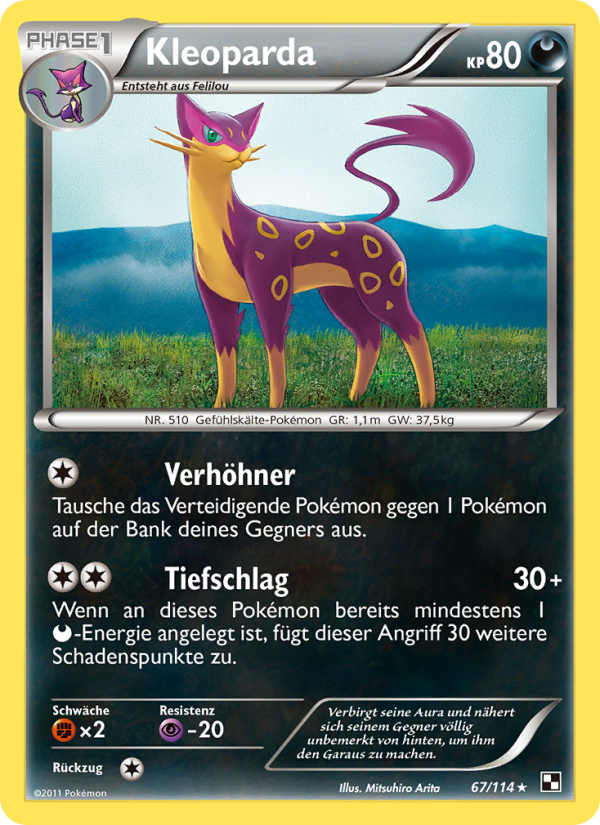 Kleoparda 67 — Black & White (German Pokémon TCG card)
