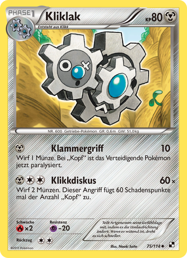 Kliklak 75 — Black & White (German Pokémon TCG card)