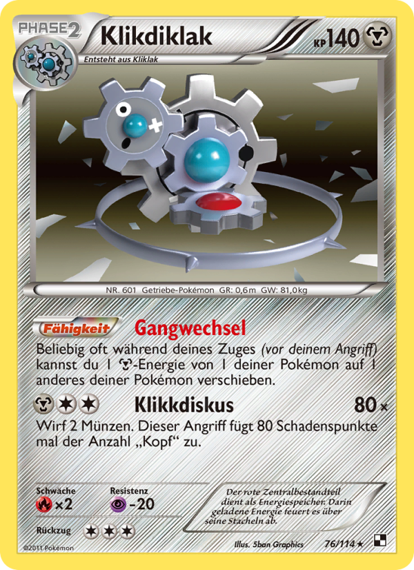 Klikdiklak 76 — Black & White (German Pokémon TCG card)