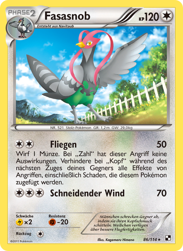 Fasasnob 86 — Black & White (German Pokémon TCG card)