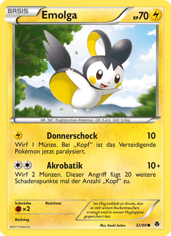 Emolga 32 — Emerging Powers (German Pokémon TCG card)