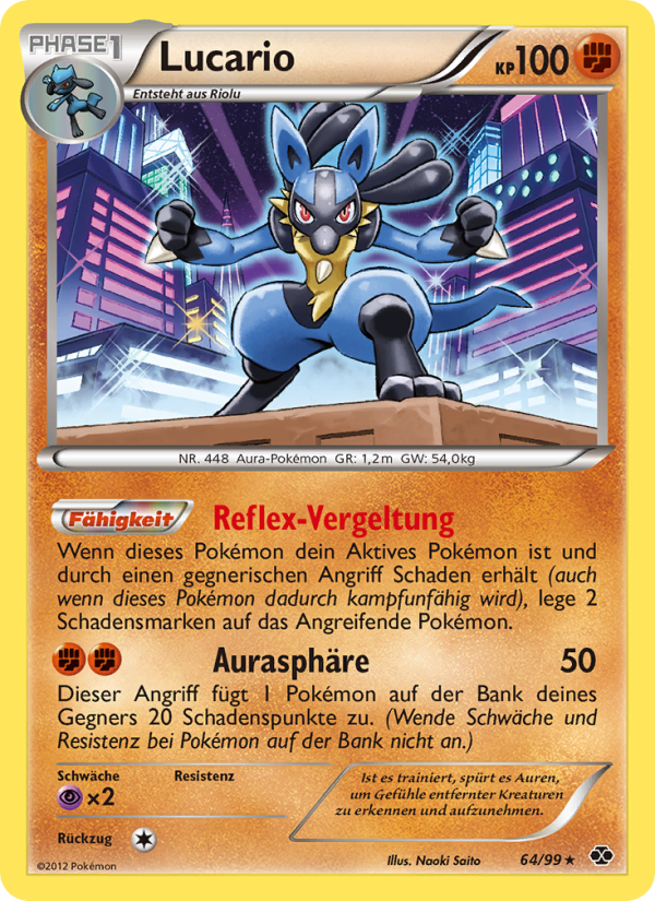 Lucario 64 — Next Destinies (German Pokémon TCG card)