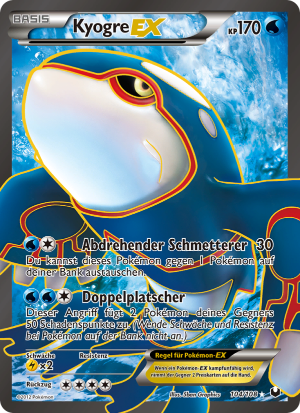 Kyogre-EX 104 — Dark Explorers (German Pokémon TCG card)