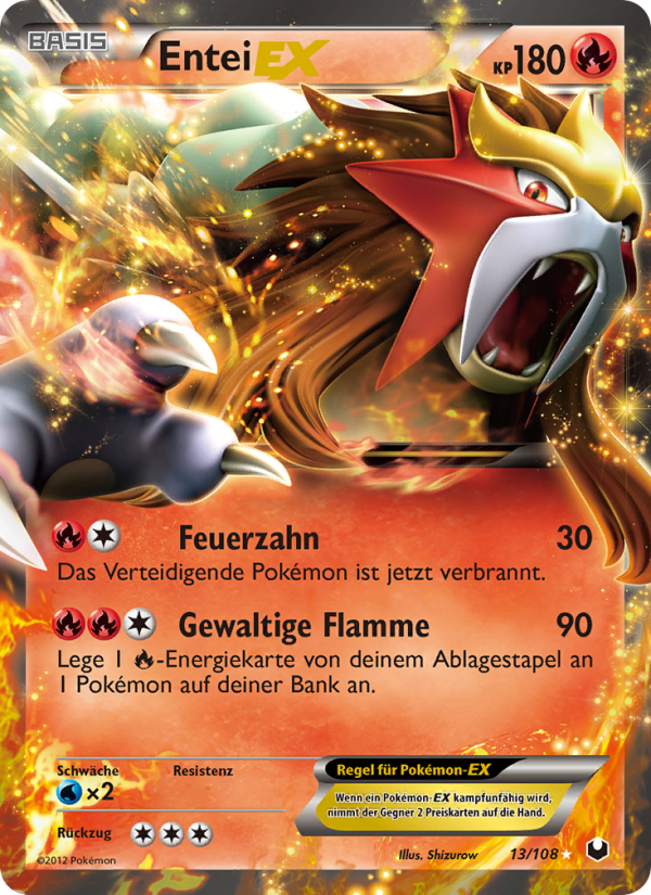 Entei-EX 13 — Dark Explorers (German Pokémon TCG card)