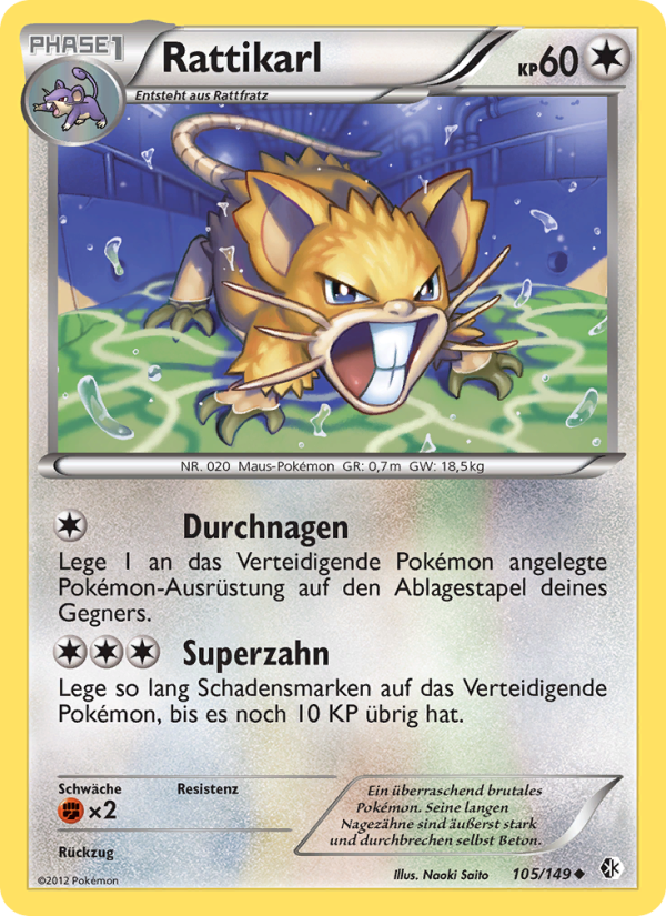 Rattikarl 105 — Boundaries Crossed (German Pokémon TCG card)