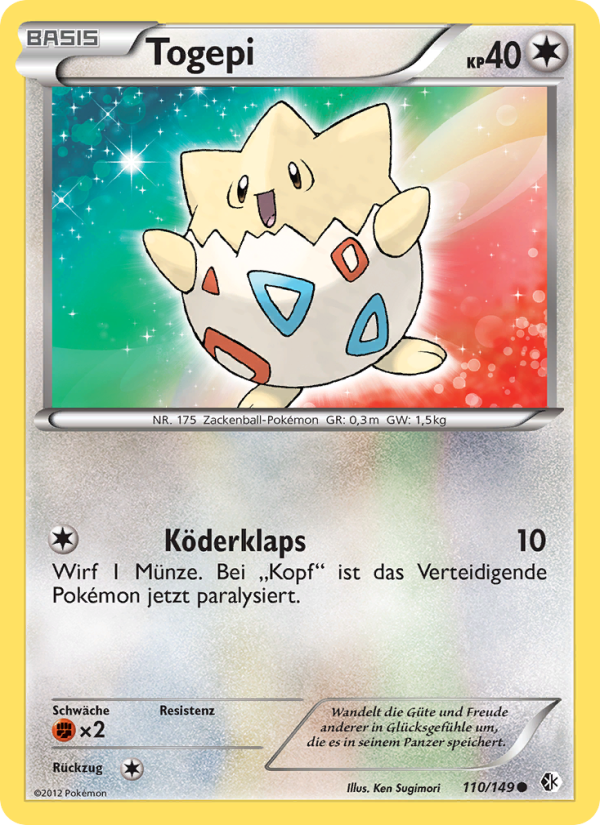 Togepi 110 — Boundaries Crossed (German Pokémon TCG card)