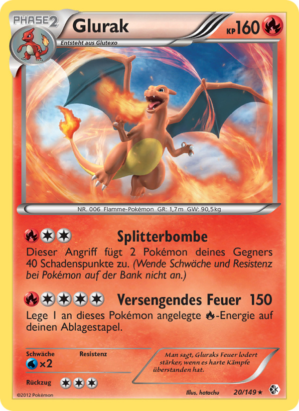 Glurak 20 — Boundaries Crossed (German Pokémon TCG card)