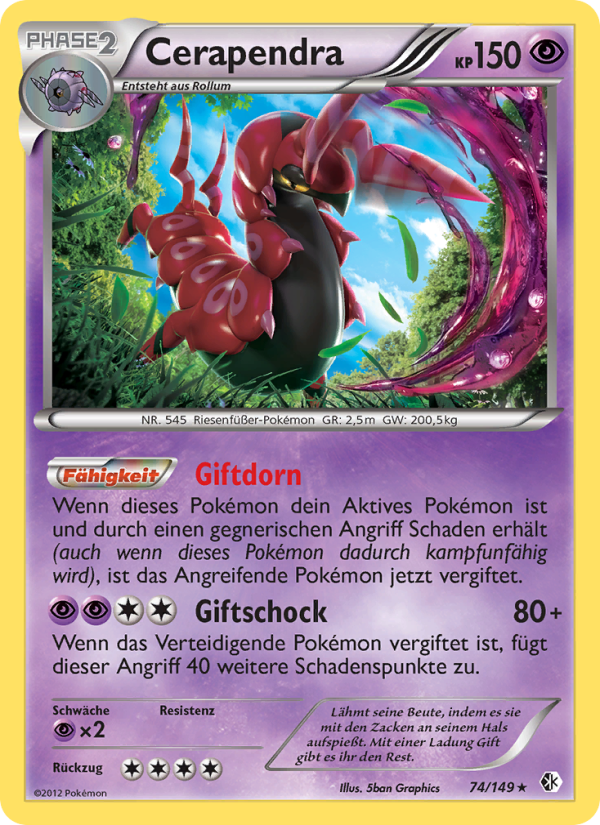 Cerapendra 74 — Boundaries Crossed (German Pokémon TCG card)