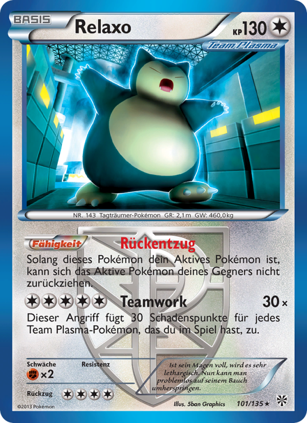 Relaxo 101 — Plasma Storm (German Pokémon TCG card)