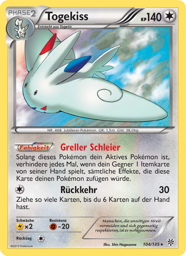 Togekiss 104 — Plasma Storm (German Pokémon TCG card)