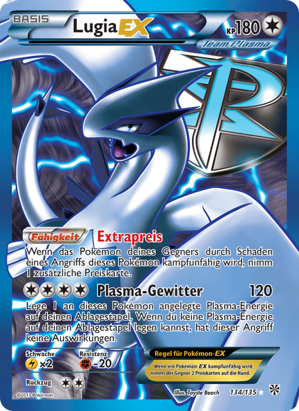 Lugia-EX 134 — Plasma Storm (German Pokémon TCG card)