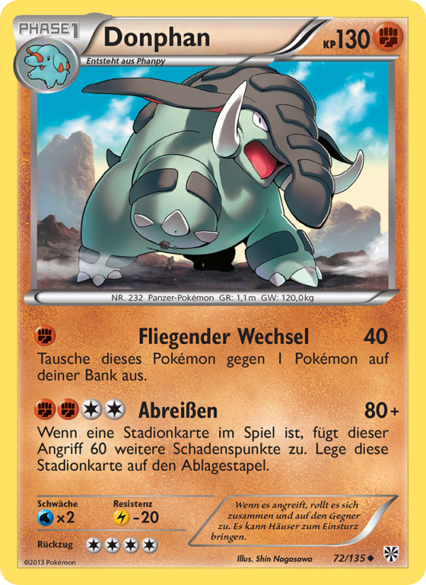 Donphan 72 — Plasma Storm (German Pokémon TCG card)