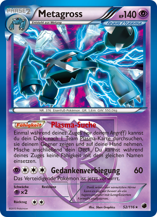 Metagross 52 — Plasma Freeze (German Pokémon TCG card)