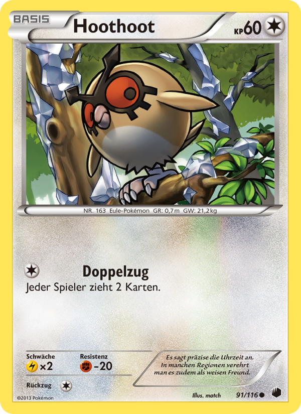 Hoothoot 91 — Plasma Freeze (German Pokémon TCG card)