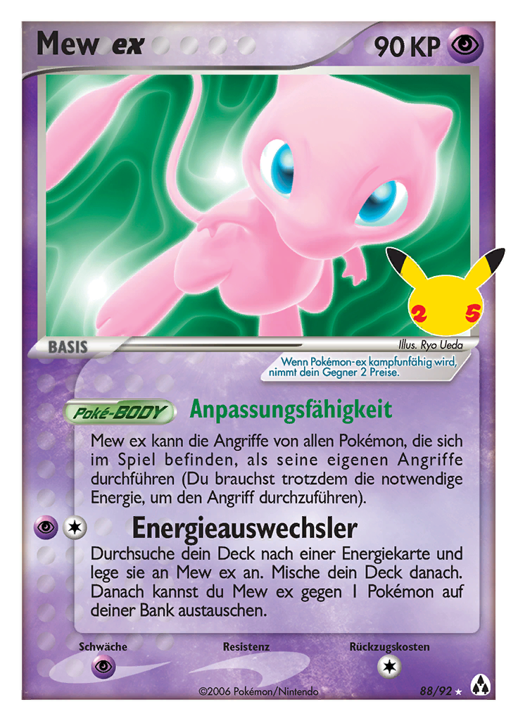 Mew ex 88/92 — Celebrations (German Pokémon TCG card)