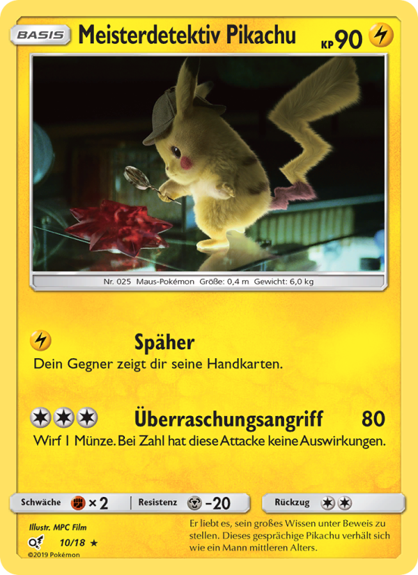 Meisterdetektiv Pikachu 10 — Detective Pikachu (German Pokémon TCG card)
