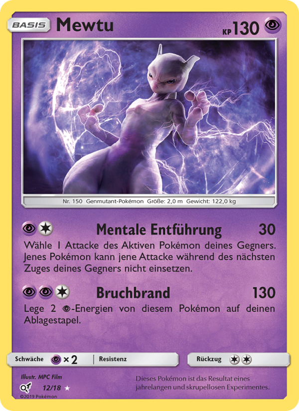 Mewtu 12 — Detective Pikachu (German Pokémon TCG card)