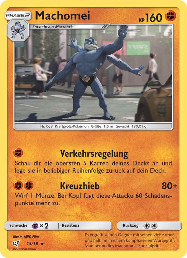 Machomei 13 — Detective Pikachu (German Pokémon TCG card)