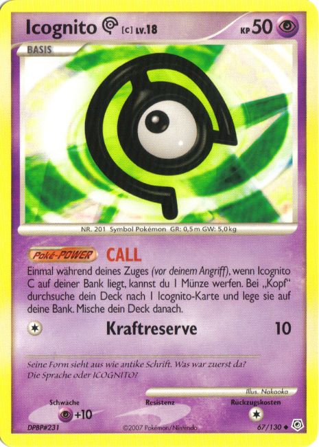 Icognito C 67 — Diamond & Pearl (German Pokémon TCG card)