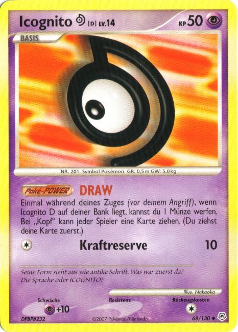 Icognito D 68 — Diamond & Pearl (German Pokémon TCG card)