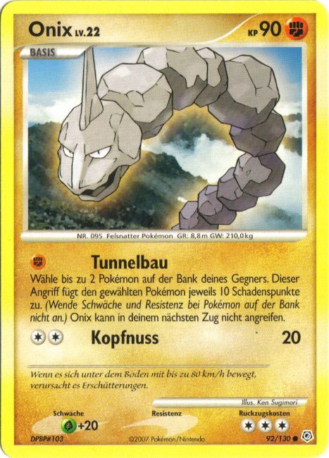 Onix 92 — Diamond & Pearl (German Pokémon TCG card)