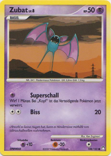 Zubat 108 — Mysterious Treasures (German Pokémon TCG card)