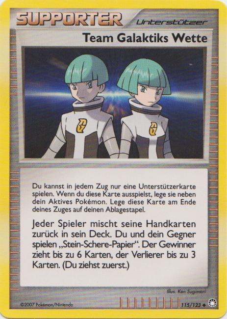 Team Galaktiks Wette 115 — Mysterious Treasures (German Pokémon TCG card)