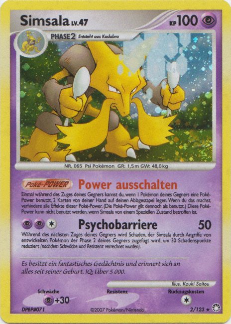 Simsala 2 — Mysterious Treasures (German Pokémon TCG card)