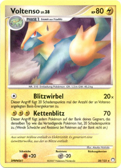 Voltenso 28 — Mysterious Treasures (German Pokémon TCG card)