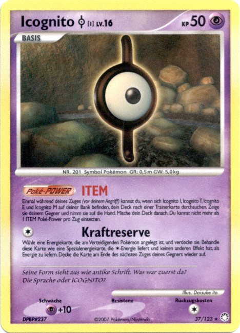 Icognito I 37 — Mysterious Treasures (German Pokémon TCG card)