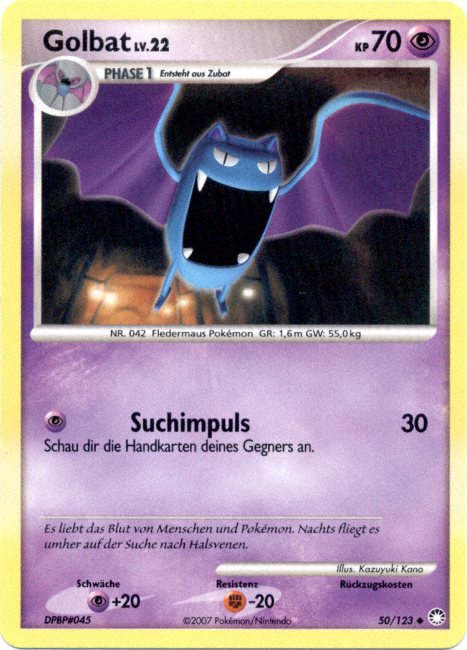 Golbat 50 — Mysterious Treasures (German Pokémon TCG card)