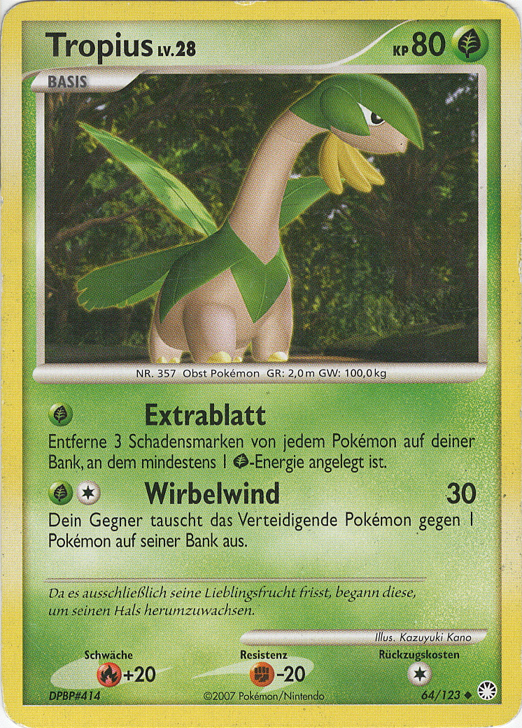 Tropius 64 — Mysterious Treasures (German Pokémon TCG card)