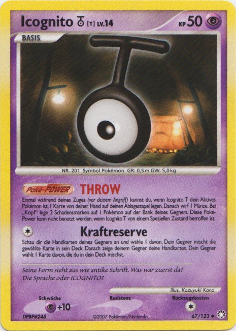 Icognito T 67 — Mysterious Treasures (German Pokémon TCG card)